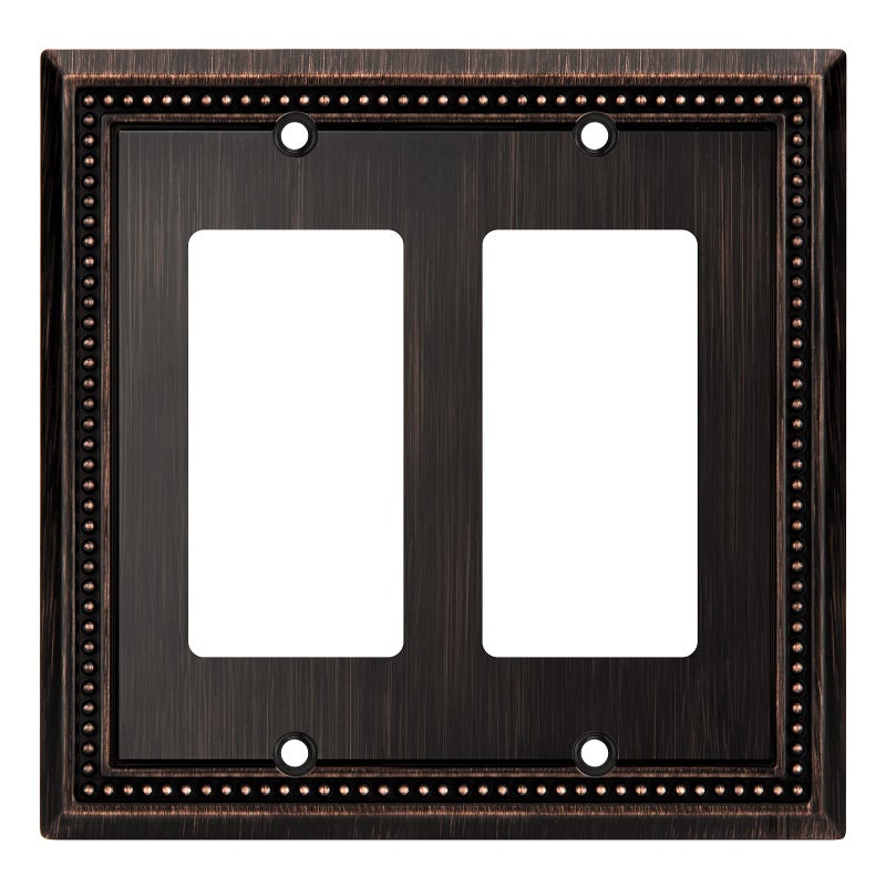 Henne Bery Sunken Pearls Heavy Duty Decorative Wall Plate Switch Plate Outlet Cover Double Decorator Aged Bronze