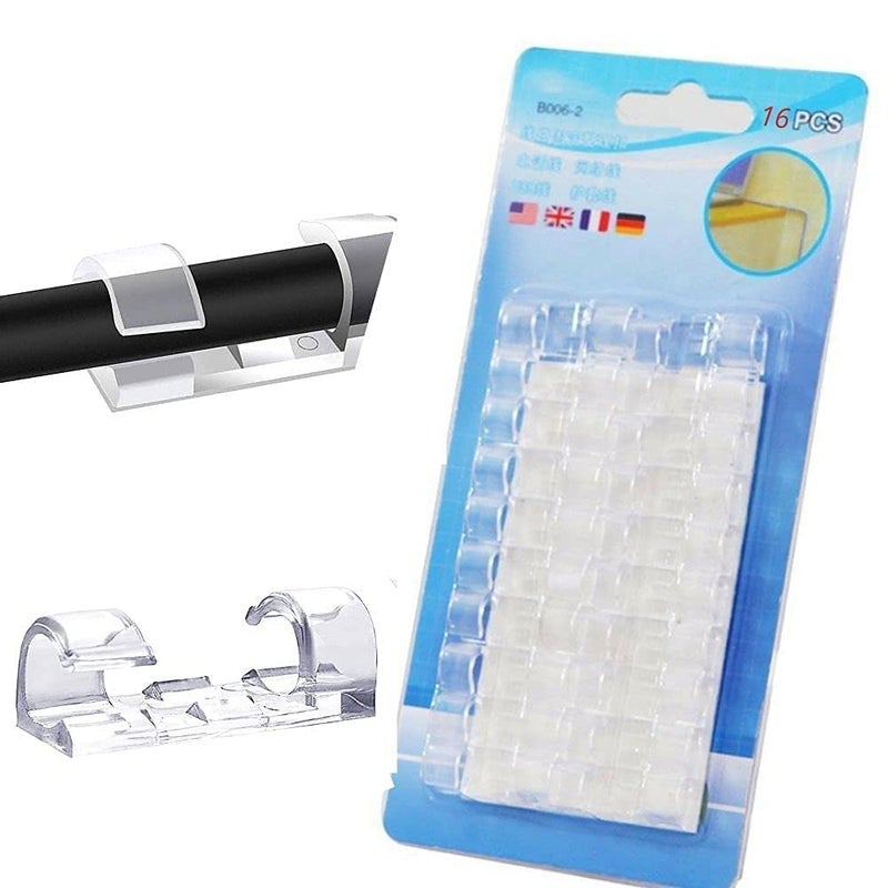 vietnam16 Pcs Desktop Cable with Improved Stronger Adhesive Tape Cable Manager Wire Manager Wire Clamp Wire Clips for Cable for Wall Wire Holder Clips Wall Pack of 2  - Image 1