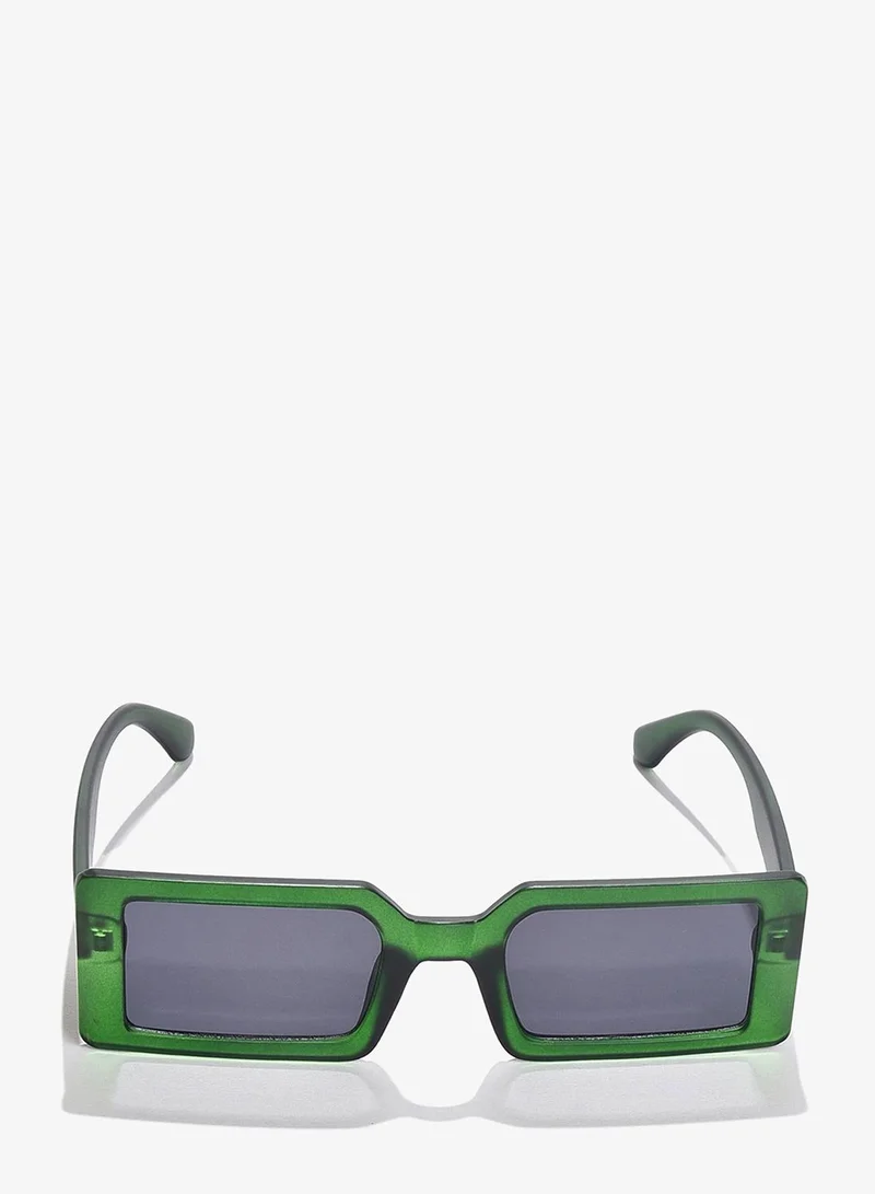 Haute Sauce Black Lens Green Rectangle Sunglasses