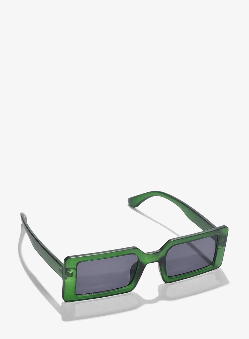 Haute Sauce Black Lens Green Rectangle Sunglasses