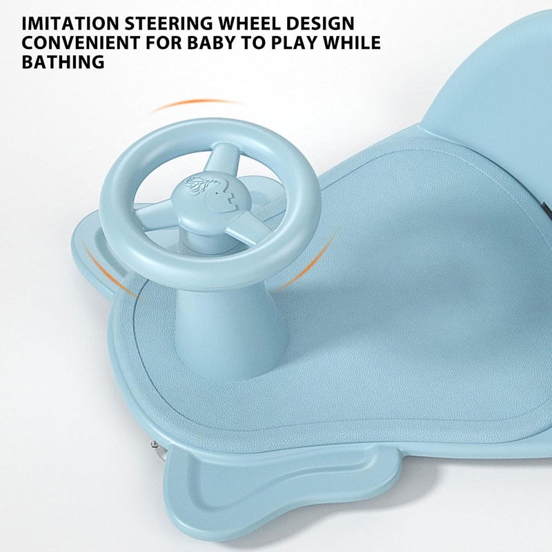 klarako Baby Bath Seat, Non Slip Safe Infant Bath Seat with Storage Rack, Soft Mat, Backrest, Adjustable Baby Bathtub Seat Bath Toys, Car Shape Toddler Shower Chair for Babies, Infant - Image 5