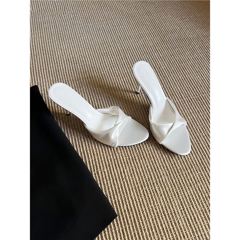 Satin Stiletto Heel Sandals with Ankle Strap, Open Toe for Women - Image 1