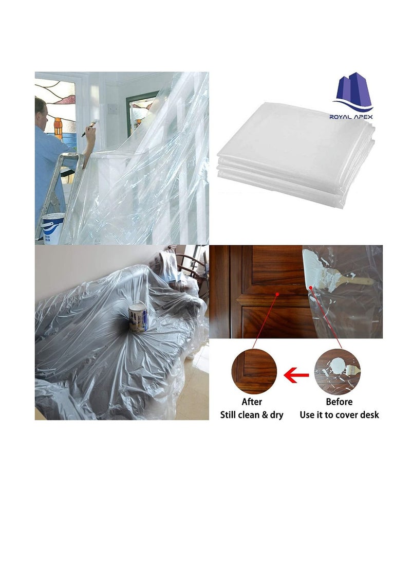Painter's Painters Polythene Sheet Plastic Drop Cloths Sheet Waterproof Anti dust Furniture Cover Disposable Tarp for Painting for Couch Cover and Furniture Cover 300G x 8 Meter - Image 2