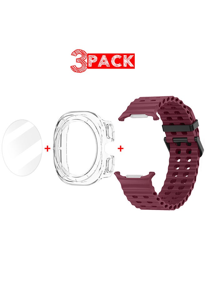 CATANES (for Samsung Galaxy Watch 7 Ultra) 3 Packs Silicone Band, Case and Screen Protector, Soft Ocean Silicone Sport Strap Replacement Accessory  - Image 1