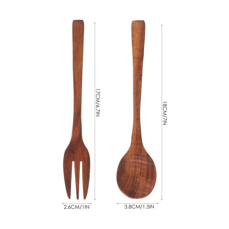 Wooden Dessert Spoon and Fork Set, Durable Kitchen Utensils for Home and Camping - Image 2