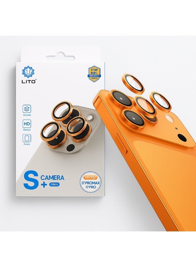 ليتو إسكرينة حماية عدسات كاميرا IPhone 17 Pro Max – عدسات برتقالية فاخرة وأنيقة تكمل جاذبية هاتفك، بوضوح فائق الجودة HD وحماية قوية تمنحك الأمان الكامل لعدسات كاميرتك! - Image 1