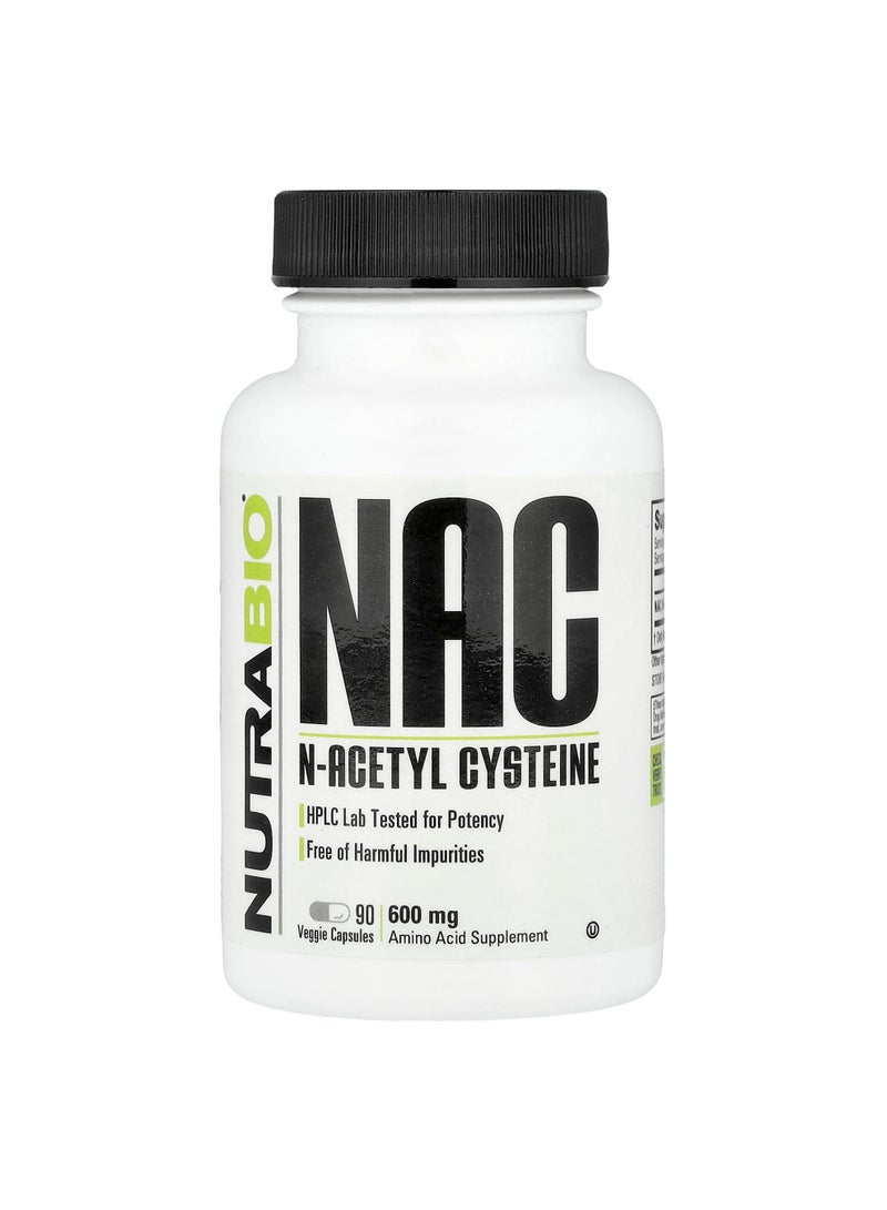 NutraBio NAC, 600 mg, 90 Veggie Capsules
