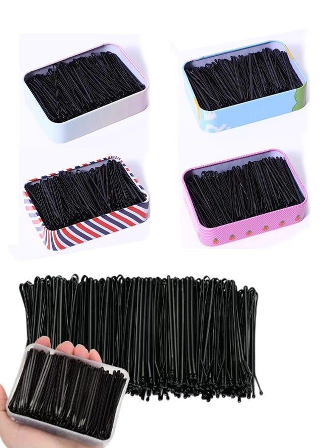 Generic 100PC black hair pins (with storage box), wavy hair pins, U-shaped hair pins,broken hair pin， suitable for all hairstyles  - Image 1