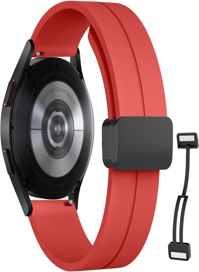 Silicone Strap With Magnetic Folding Buckle for Samsung Galaxy Watch 6/5/4 44/40mm, Watch 5 Pro 45mm, 6 Classic 47/43mm, Quick Release Silicone Straps for Women Men