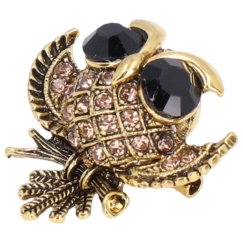 Owl Brooch: 1pc Gold Alloy Rhinestone - Handcrafted Exquisite Design Fashion Accessory for Parties, Casual Wear and Pin Collectors - Image 5