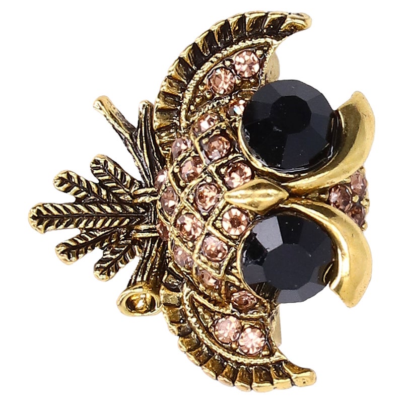 Owl Brooch: 1pc Gold Alloy Rhinestone - Handcrafted Exquisite Design Fashion Accessory for Parties, Casual Wear and Pin Collectors - Image 3