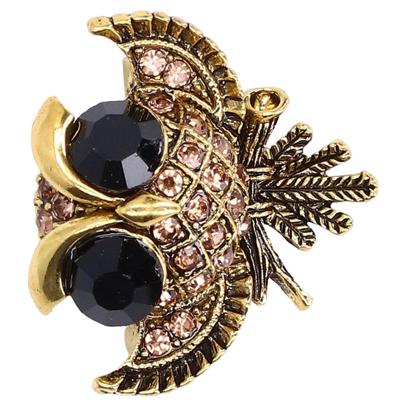 Owl Brooch: 1pc Gold Alloy Rhinestone - Handcrafted Exquisite Design Fashion Accessory for Parties, Casual Wear and Pin Collectors - Image 2