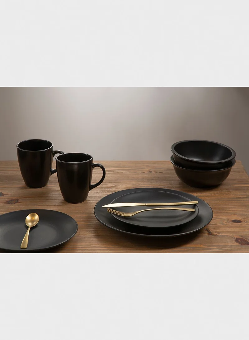 Premier 16 Piece Black Glazed Stoneware Dinner Set