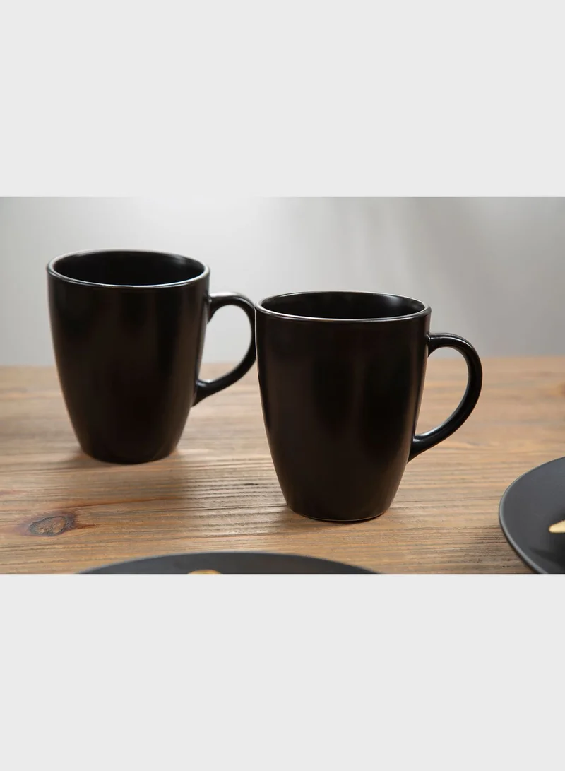 Premier 16 Piece Black Glazed Stoneware Dinner Set