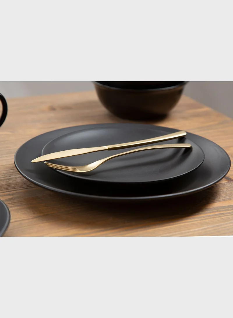 Premier 16 Piece Black Glazed Stoneware Dinner Set