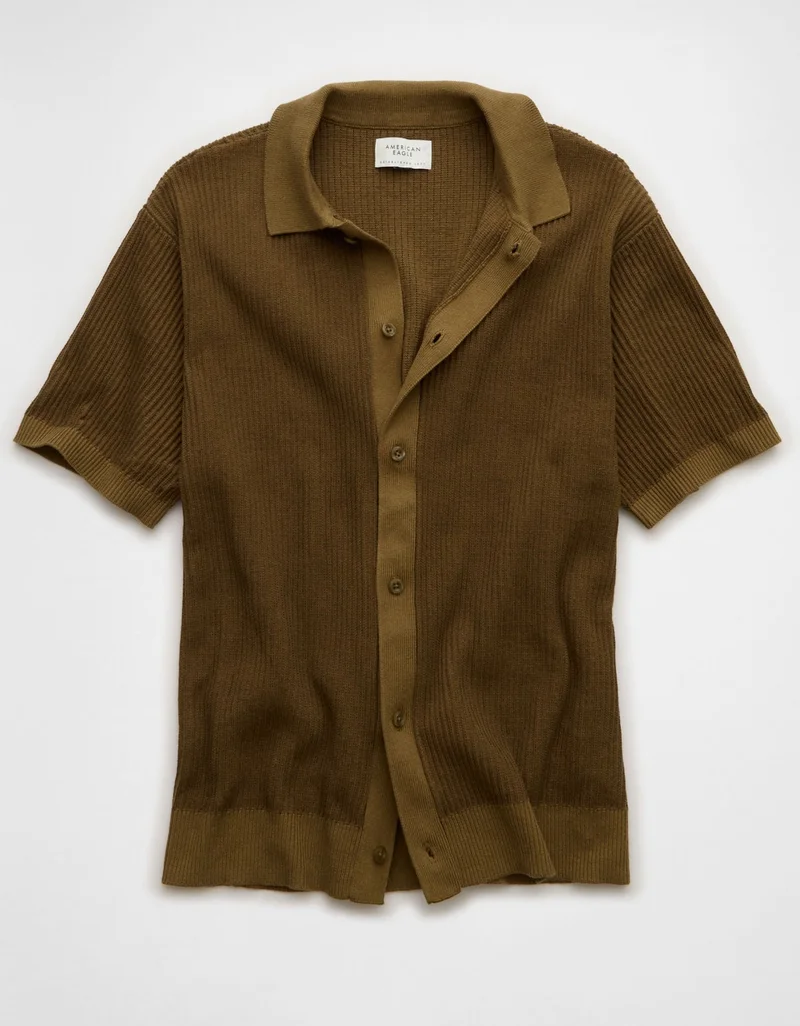 American Eagle  AE Striped Button-Up Sweater Polo for Men | Best Price UAE