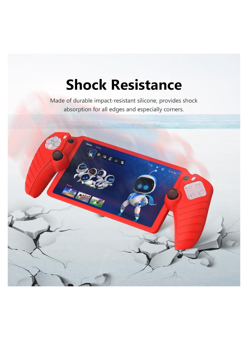 Excefore - Protective Case for Playstation Portal, Silicone Case Cover Protector All-Around Protection and Non-Slip Thumb Grips Accessories for Playstation Remote Player Playstation Portal Case (Red) - Image 1