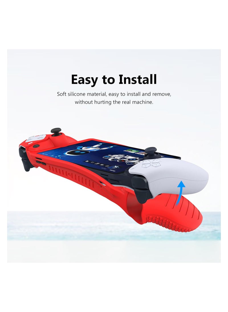 Excefore - Protective Case for Playstation Portal, Silicone Case Cover Protector All-Around Protection and Non-Slip Thumb Grips Accessories for Playstation Remote Player Playstation Portal Case (Red) - Image 1