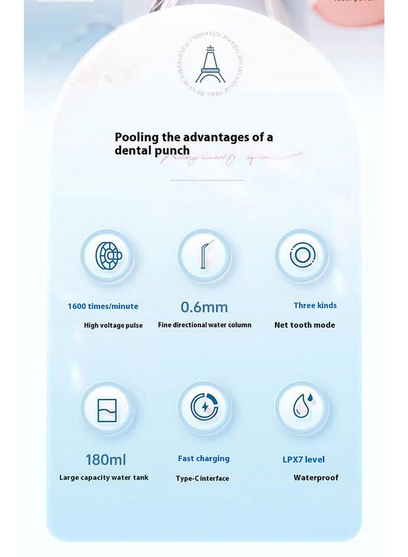 general Portable Telescopic Electric Water Flosser, Home Smart Rechargeable, Clean Water Flosser, Three Modes, Suitable for Travel and Home Use (Blue) - Image 4