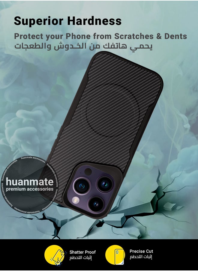 huanmate - Apple iPhone 14 Pro Max MagSafe Case Black/Titanium- High Quality Strong Magnet, Wireless Charging Compatible, Shockproof Protection, Ultra Slim Anti-Scratch Magnetic Cover for Apple iPhone 14 Pro Max - Image 1