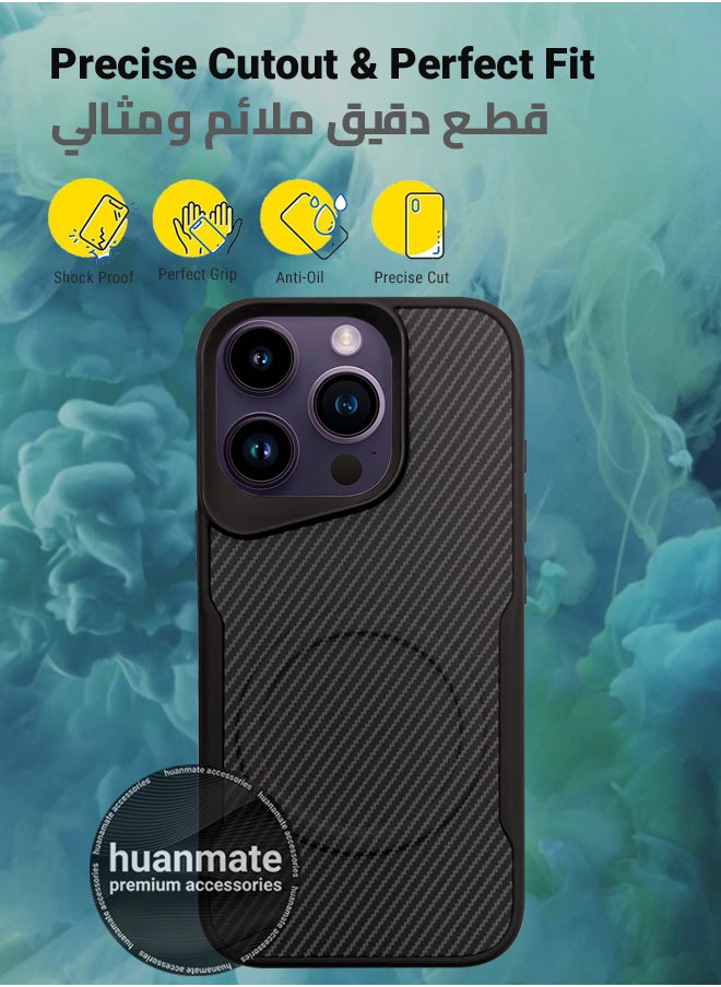 huanmate - Apple iPhone 14 Pro Max MagSafe Case Black/Titanium- High Quality Strong Magnet, Wireless Charging Compatible, Shockproof Protection, Ultra Slim Anti-Scratch Magnetic Cover for Apple iPhone 14 Pro Max - Image 1