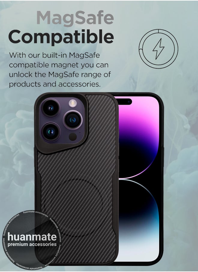 huanmate - Apple iPhone 14 Pro Max MagSafe Case Black/Titanium- High Quality Strong Magnet, Wireless Charging Compatible, Shockproof Protection, Ultra Slim Anti-Scratch Magnetic Cover for Apple iPhone 14 Pro Max - Image 1