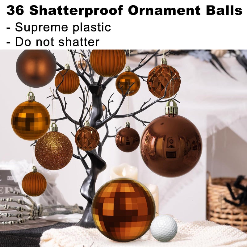 GameXcel Bronze Christmas Ornaments - Christmas Tree Decorations Balls Ornaments Shatterproof Hanging Shiny Balls for Christmas Wreath Garland Holiday Decor Set of 36pcs  Multi-Sizes(1.6"" 2.5"" 3.2"") - Image 3
