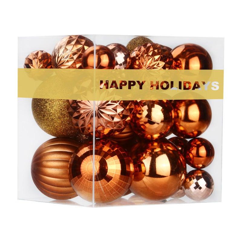 GameXcel Bronze Christmas Ornaments - Christmas Tree Decorations Balls Ornaments Shatterproof Hanging Shiny Balls for Christmas Wreath Garland Holiday Decor Set of 36pcs  Multi-Sizes(1.6"" 2.5"" 3.2"") - Image 1