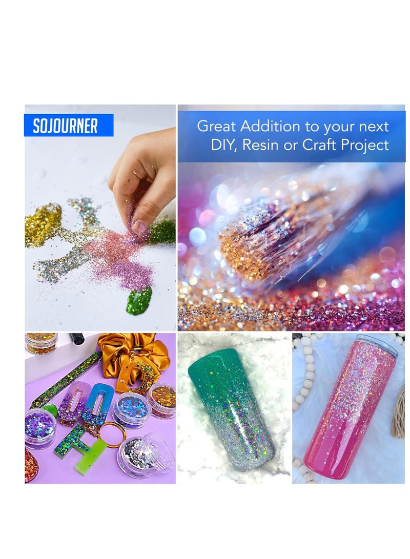SoJourner Bags Fairy Tears Chunky Holographic Body Glitter I 16 Colors + Glitter Glue for Face Glitter Makeup, Hair, Eye & Fine Glitter Eyeshadow - Perfect for Halloween, Resin, Tumblers, Craft, Cosmetic & Nail Art - Image 3