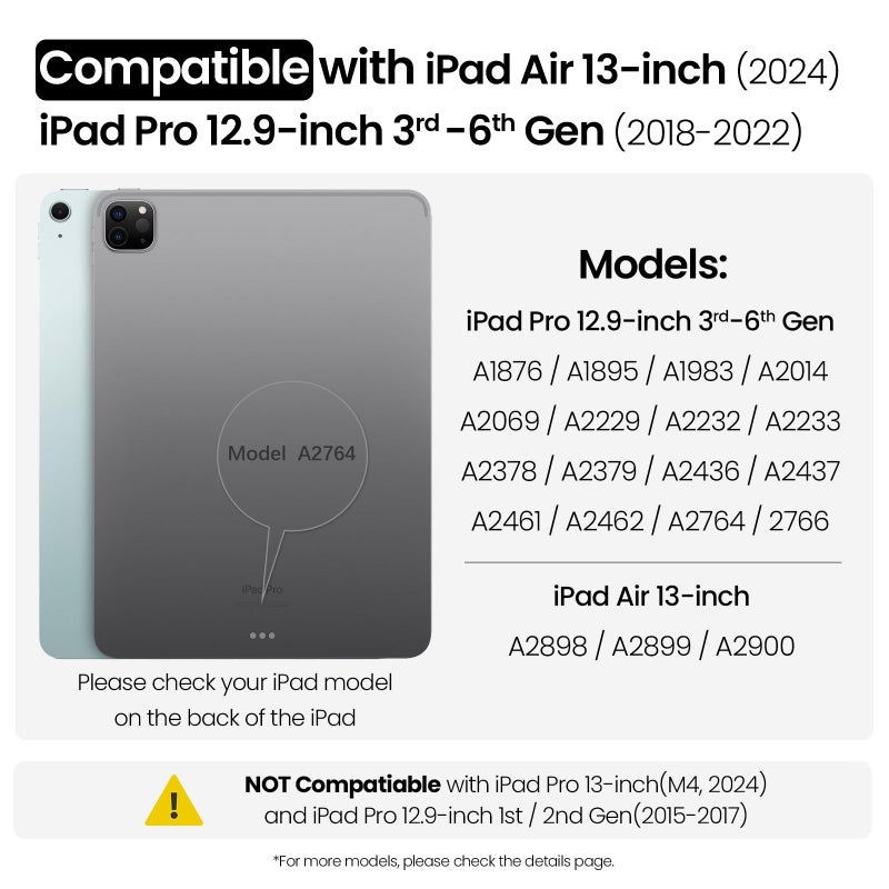 Nillkin Keyboard Case for iPad Air 13-inch (M2, 2024), iPad Pro 12.9 Case with Keyboard(6th/5th/4th/3rd Gen), Magic Trackpad, Slide Camera Cover, Detachable Keyboard with 7 Backlight Colors, Grey - Image 2