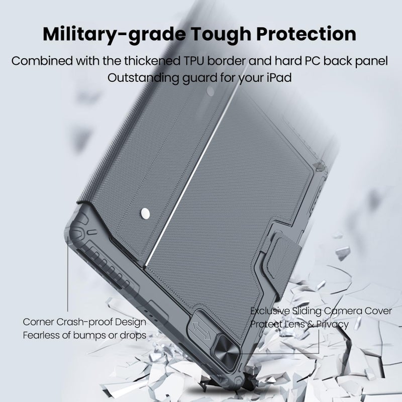 Nillkin Keyboard Case for iPad Air 13-inch (M2, 2024), iPad Pro 12.9 Case with Keyboard(6th/5th/4th/3rd Gen), Magic Trackpad, Slide Camera Cover, Detachable Keyboard with 7 Backlight Colors, Grey - Image 5