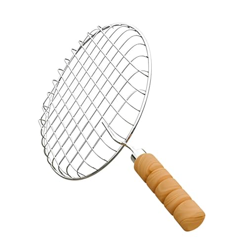 NOHUNT Phulka Grill Roaster for Gas Stove, Grill Tawa Jali for Kitchen Cooking, Roti Basket Pulka Pan Roaster Grill with Wood Handle, Papad Jali, Jali Brinjal Roaster (Heavy Steel Wire) - Image 3