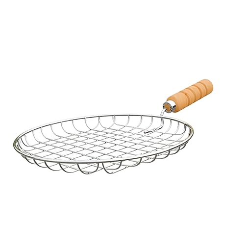 NOHUNT Phulka Grill Roaster for Gas Stove, Grill Tawa Jali for Kitchen Cooking, Roti Basket Pulka Pan Roaster Grill with Wood Handle, Papad Jali, Jali Brinjal Roaster (Heavy Steel Wire) - Image 1