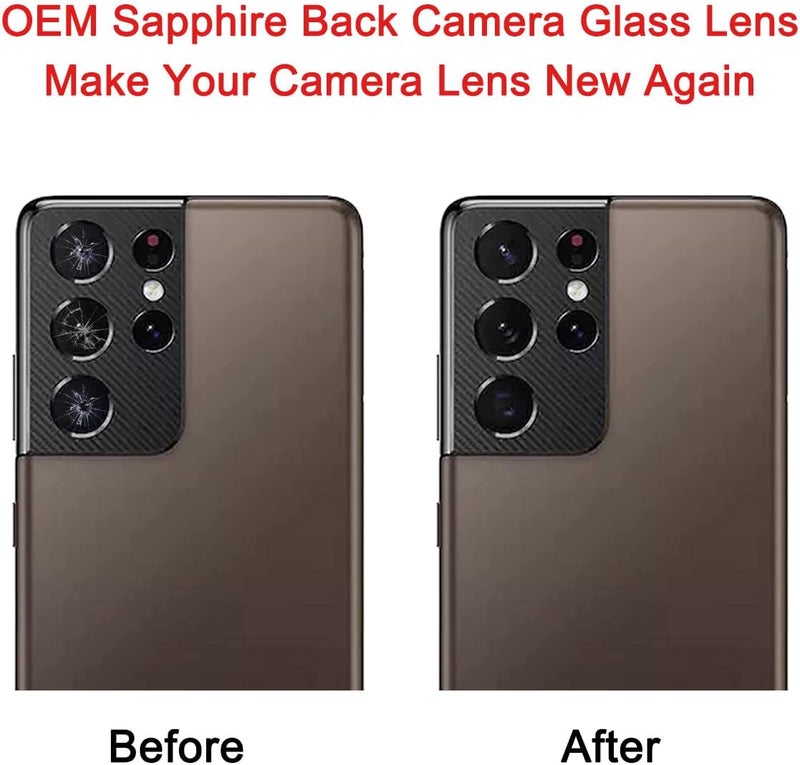 Perzework 2 Set Back Rear Camera Lens Glass Replacement for Samsung Galaxy S21 Ultra 6.8 inches with pre-Installed Adhesive and Reparing Toolkit - Image 5