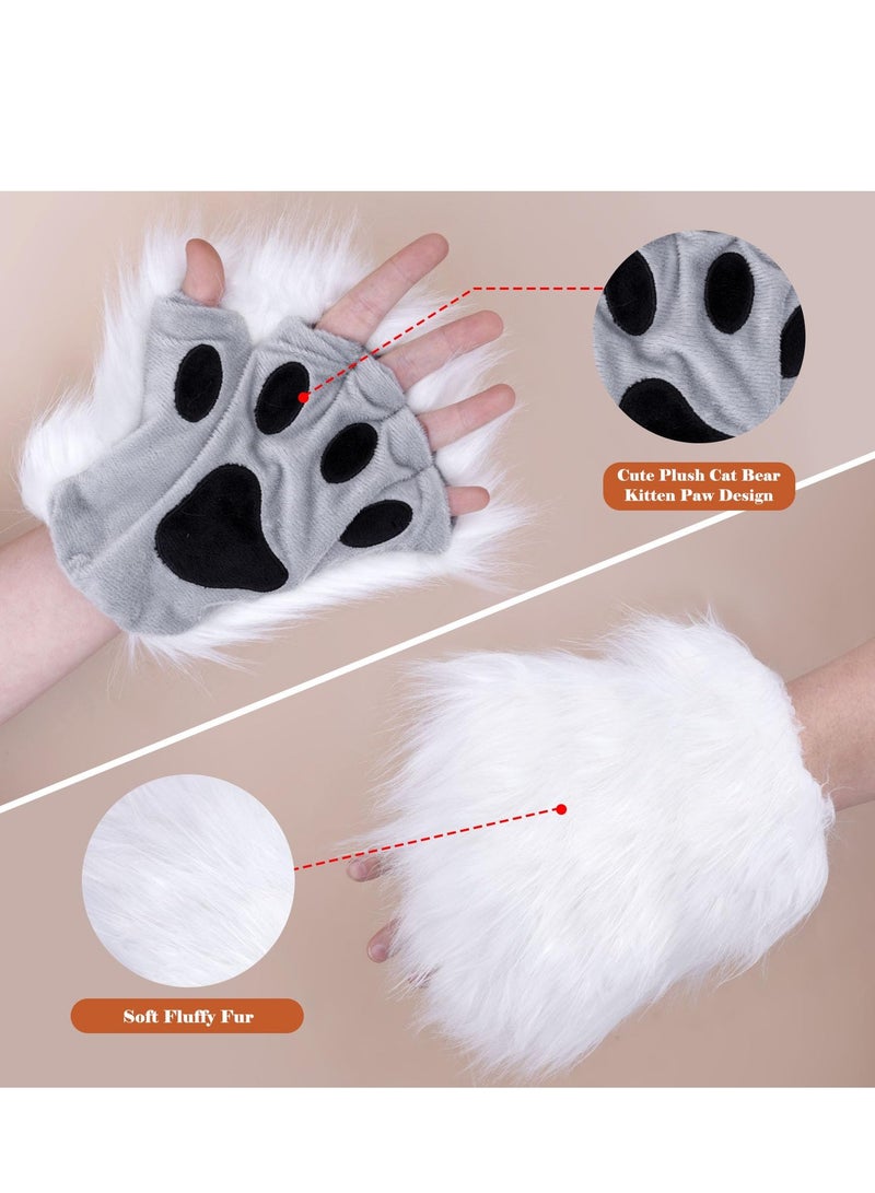 Barakah Therian Mask and Tail Set for Girls Cat Mask Tail Cosplay Fox Mask Wolf Tail, White - Image 5