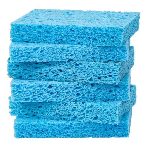 ARCLIBER Cellulose Sponges,Heavy Duty Scrub Kitchen Sponge,Clean Tough Messes Without Scratching Sponges Kitchen Blue(6 Pack) - Image 1
