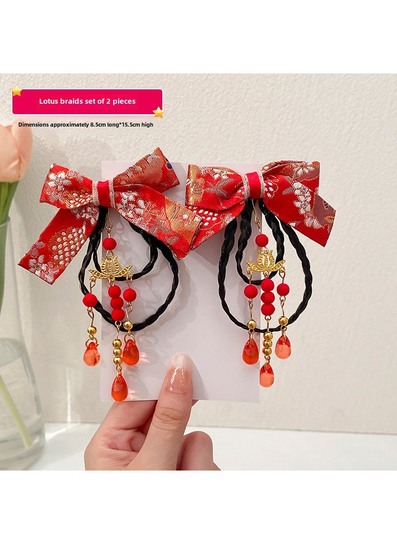 Generic Girls New Year Hair Accessories Set Lotus Braids -1 Pair 
