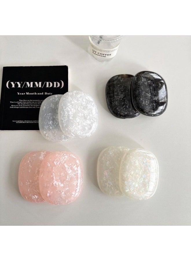 Generic - Korean Style Solid Color Shell Pattern Airpods Max Protective Cover For AppleHeadset Ear Cap Ear Mover Earphone Case-Color:Black Shell Pattern-Model:A Pair Of Airpods Max Earphone Covers - Image 1