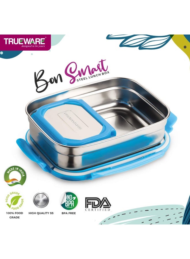Trueware Bon Smart Lunchbox Stainless Steel Lunch Box Tiffin Containers with Steel lids for Office & School | 2 containers 1 Spoon | Airtight Leakpro - Image 3