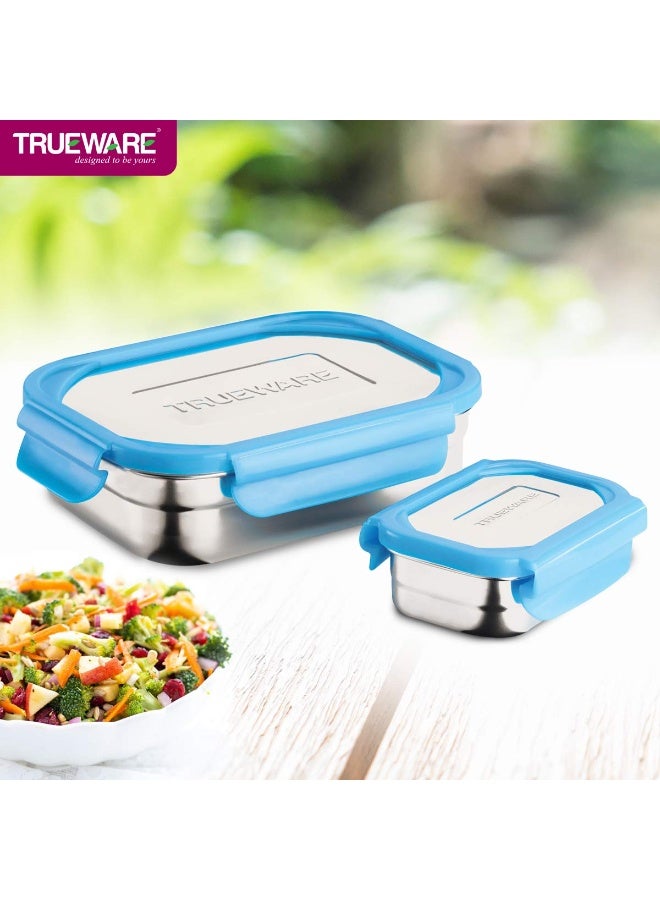 Trueware Bon Smart Lunchbox Stainless Steel Lunch Box Tiffin Containers with Steel lids for Office & School | 2 containers 1 Spoon | Airtight Leakpro - Image 4