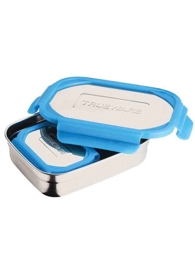 Trueware Bon Smart Lunchbox Stainless Steel Lunch Box Tiffin Containers with Steel lids for Office & School | 2 containers 1 Spoon | Airtight Leakpro - Image 1