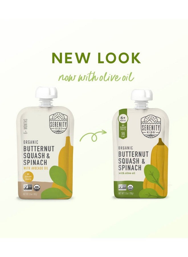 Serenity Kids 6+ Months Veggie Puree Baby Food Pouches - USDA Organic - No Sugary Fruits/Added Sugar - Allergen Free - 3.5 Oz BPA-Free Pouch - Butternut Squash & Spinach - 12 Count Organic Baby Food - Image 1