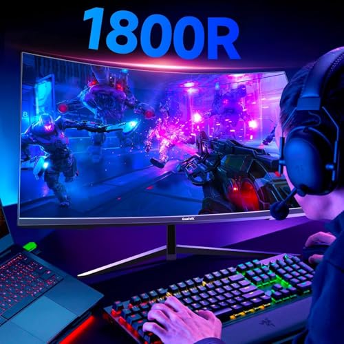Gawfolk Curved 32 inch Gaming Monitor 240Hz PC Screen Full HD 1080P, Frameless 1800R Curved Computer Screen,FreeSync,178° Viewing Angle,Display Port、HDMI 2.0,Wall Mount Compatible 100x100MM-Black - Image 5