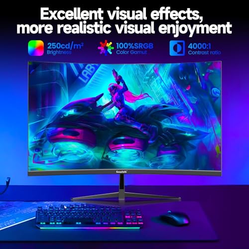 Gawfolk Curved 32 inch Gaming Monitor 240Hz PC Screen Full HD 1080P, Frameless 1800R Curved Computer Screen,FreeSync,178° Viewing Angle,Display Port、HDMI 2.0,Wall Mount Compatible 100x100MM-Black - Image 4