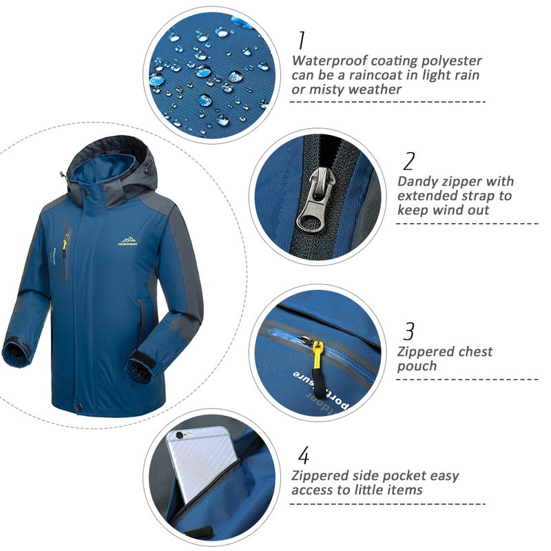 مقلة مقاومة للماء ومقاومة للرياح ومدرعة للعرى، ملابس رياضية، مع غطاء رأسي قابل للإزالة، للرجال للاستخدام في المشي لمسافات طويلة والتنقل وركوب الدراجات والأنشطة الرياضية الخارجية - Image 2
