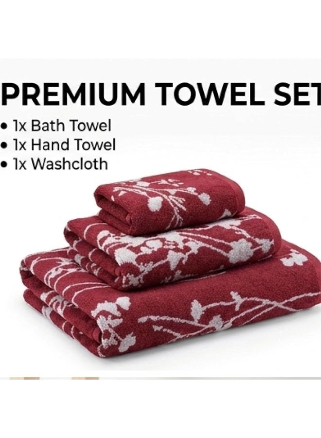 EBREEZZ 3-Piece Jacquard Velour Towel Set – Premium Soft Cotton Bath, Hand & Face Towels (70×140, 50×100, 30×50 cm) - Image 3