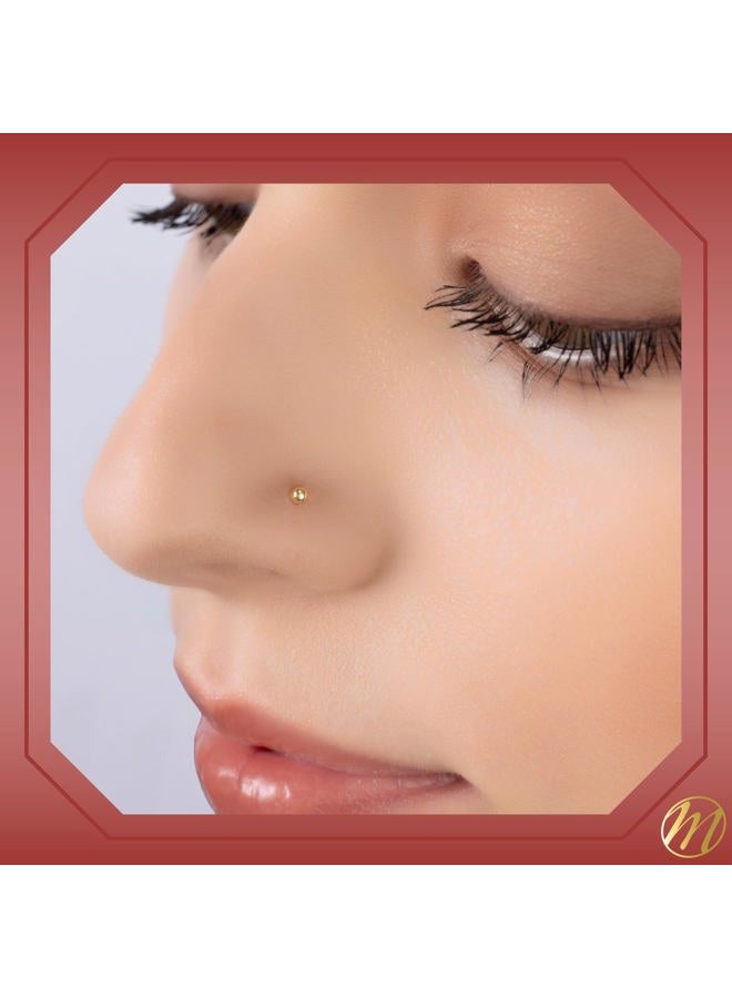 Massete 14k Yellow Gold Nose Ring Tiny Ball Micro Stud Piercing Body - Image 2