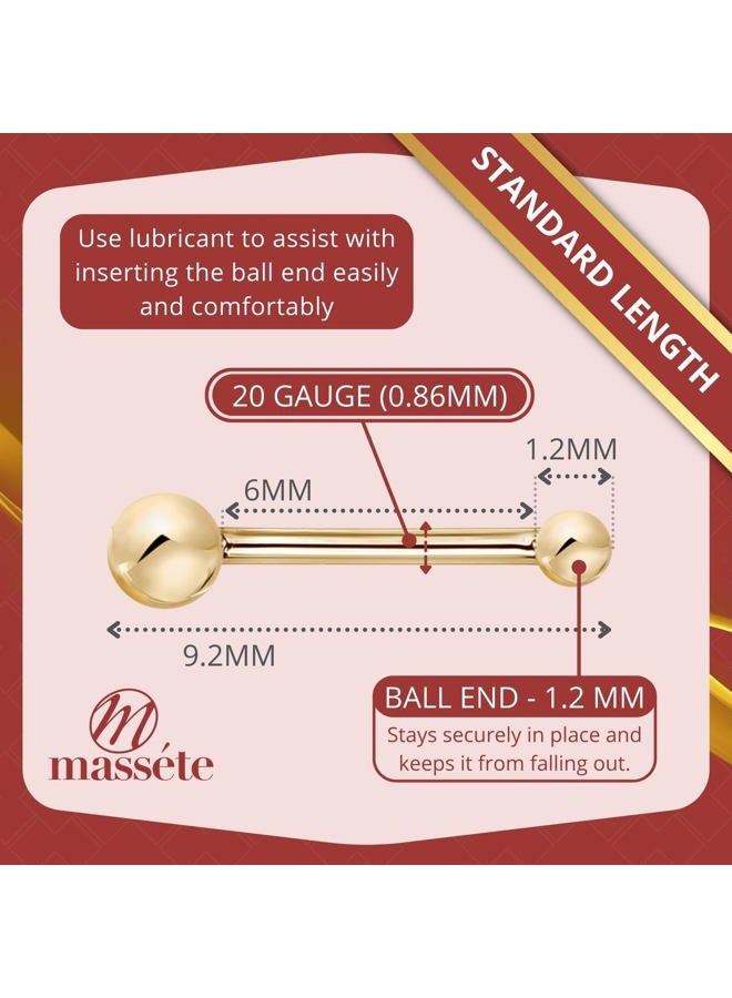 Massete 14k Yellow Gold Nose Ring Tiny Ball Micro Stud Piercing Body - Image 4