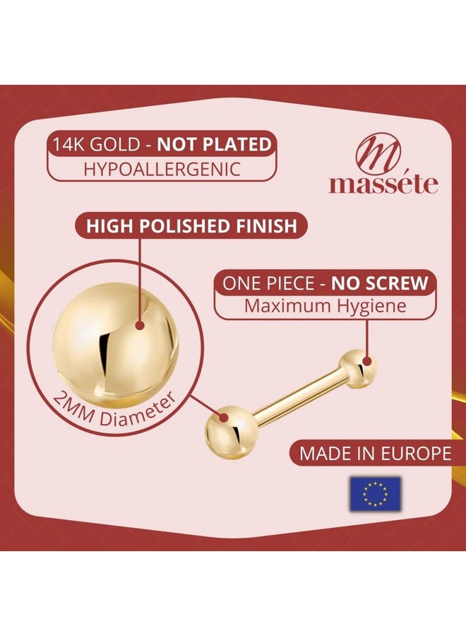 Massete 14k Yellow Gold Nose Ring Tiny Ball Micro Stud Piercing Body - Image 5