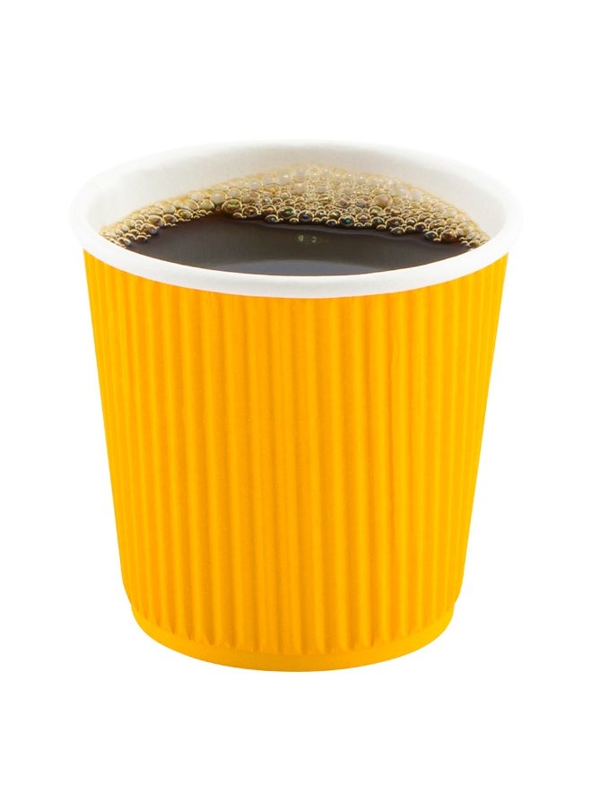 Restaurantware Restaurantware 4 Ounce Ripple Insulated Coffee Cups, 500 Double Wall Corrugated Tumblers, Leakproof, Non-Slip Yellow Paper Design, Recyclable, Ribbed Surface, Matching Lids Sold Separately  - Image 2